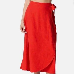 J. Crew Petite Linen Blend Faux Wrap Skirt NWT